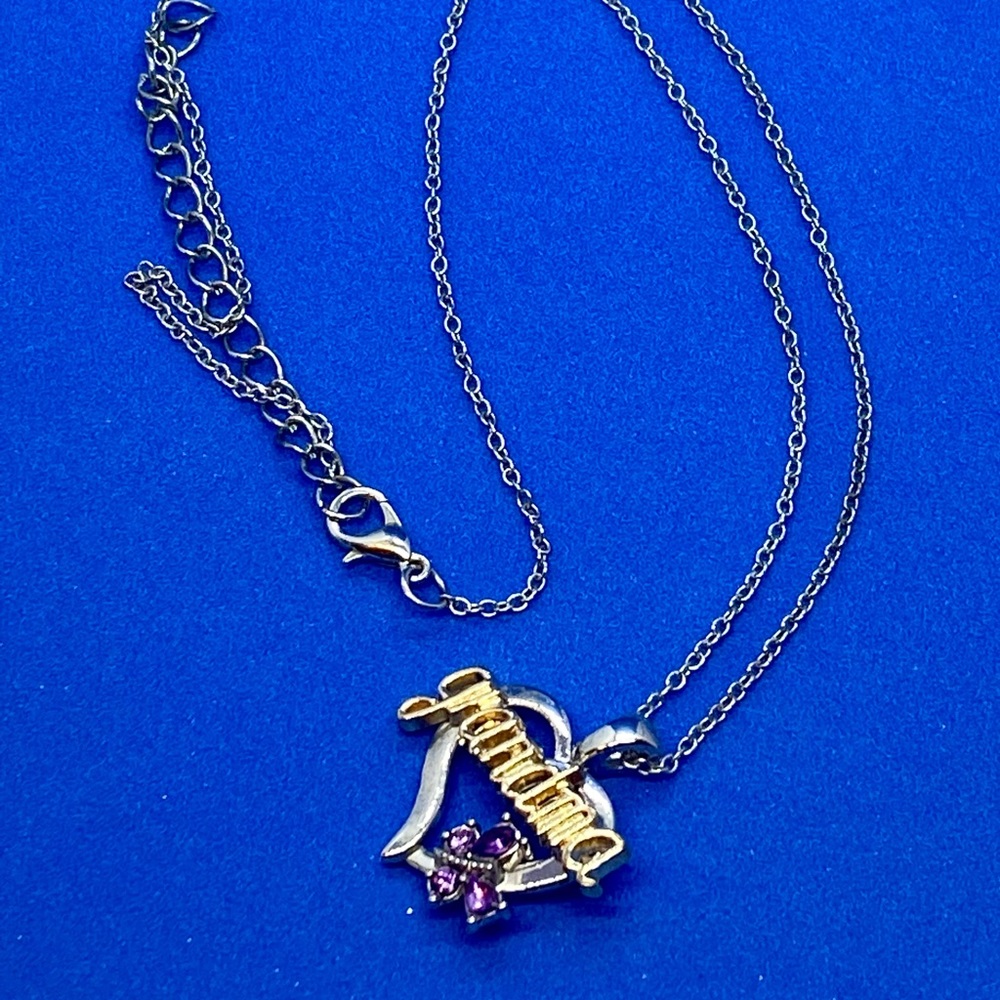 Two-tone “Grandma” necklace with amethyst crystals